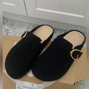 Rothy's The Buckle Clog - Soft Black Bouclé Size 6